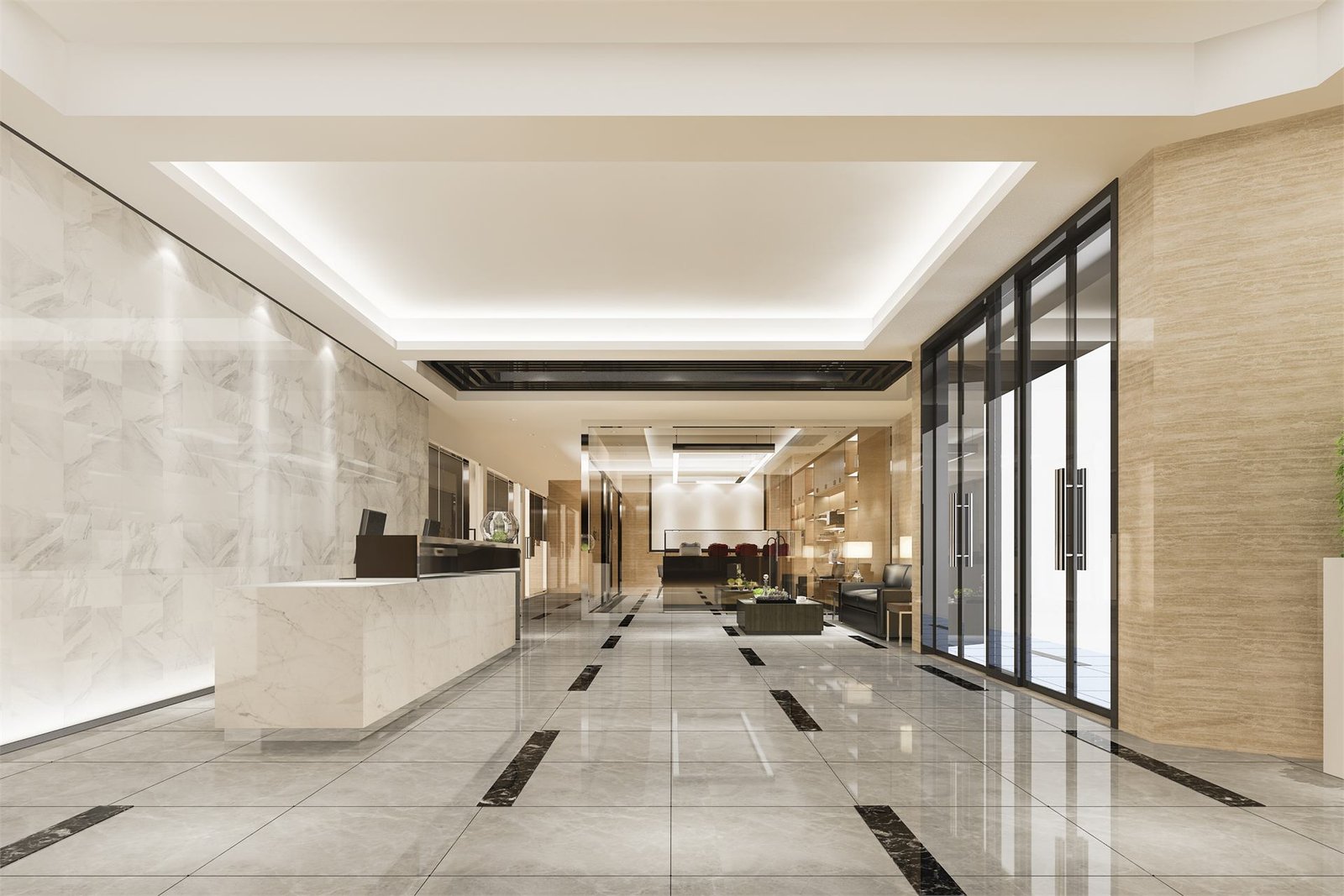 Bright, professionally cleaned lobby